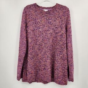 J. Jill Crewneck Flecked Sweater Womens Size Large Tall Plum Long Sleeve Knit